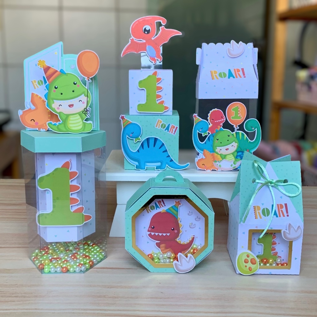 Kit Caixas Personalizadas de Luxo – Dinossauro Dino baby | Lembrancinhas para Festas e Aniversários