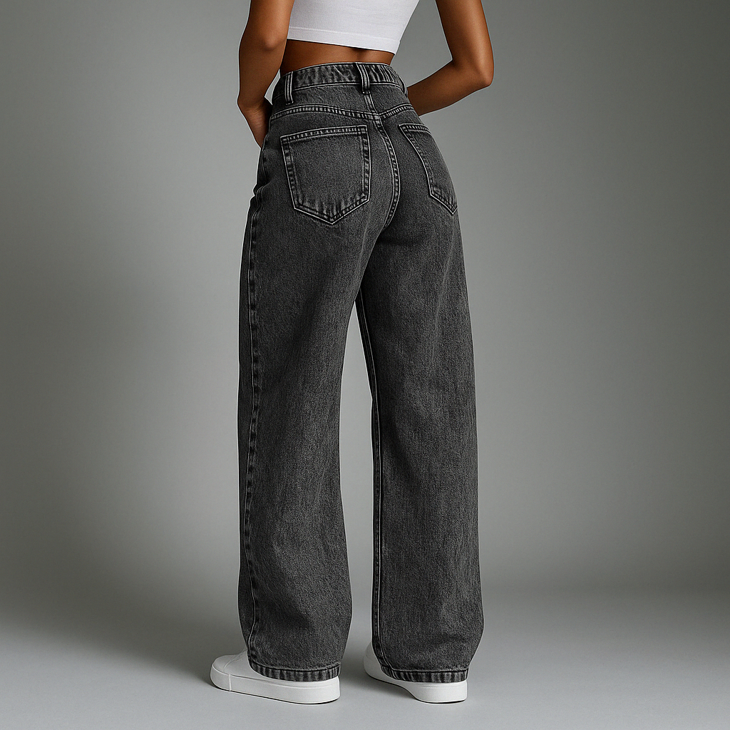 Calça Jeans Feminina Wideleg Pantalona Grafite Marmorizada 34 Ao 44