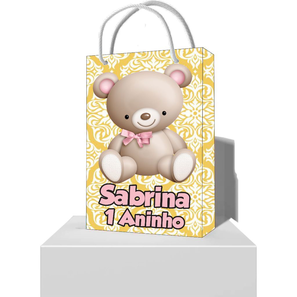 Sacolinha para Lembrancinha Personalizada Ursinha Princesa Urso Príncipe 1 Aninho