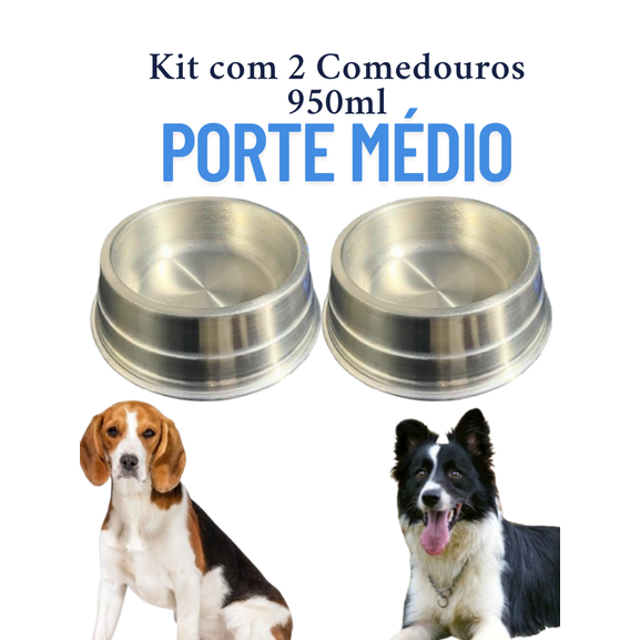 Kit 2 Comedouro de Alumínio 950ml para Cães e Gatos de Porte Médio – Ração ou Água em Oferta na Shopee
