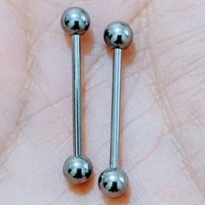 piercing mamilo 16mm titânio kit 2 unidades bolinha 4mm rosquear Titanium