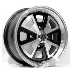 Kit 4 Rodas Aro 15 Fusca Vw Porsche 4x130 Preto Diamantado Parafusos e Bicos de Brinde R84