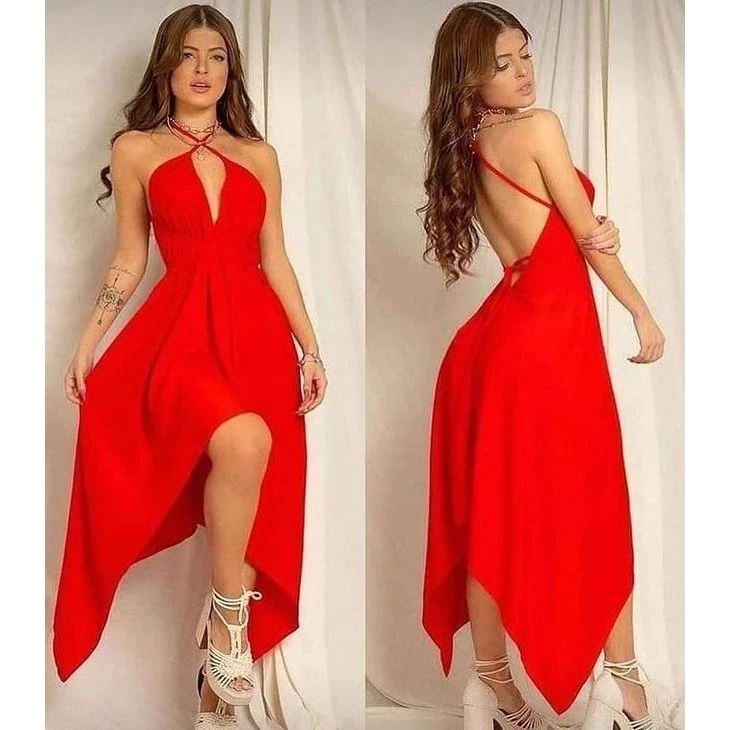 Vestido Envelope Alcinha Soltinho Costa Nua Sem Bojo Com Bicos e Decote Muito Lindo Envio Rápido — imagem 1