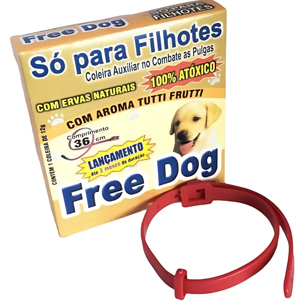 Coleira Cães Filhotes Antipulgas 36cm Free Dog Anti-pulgas em Oferta na Shopee