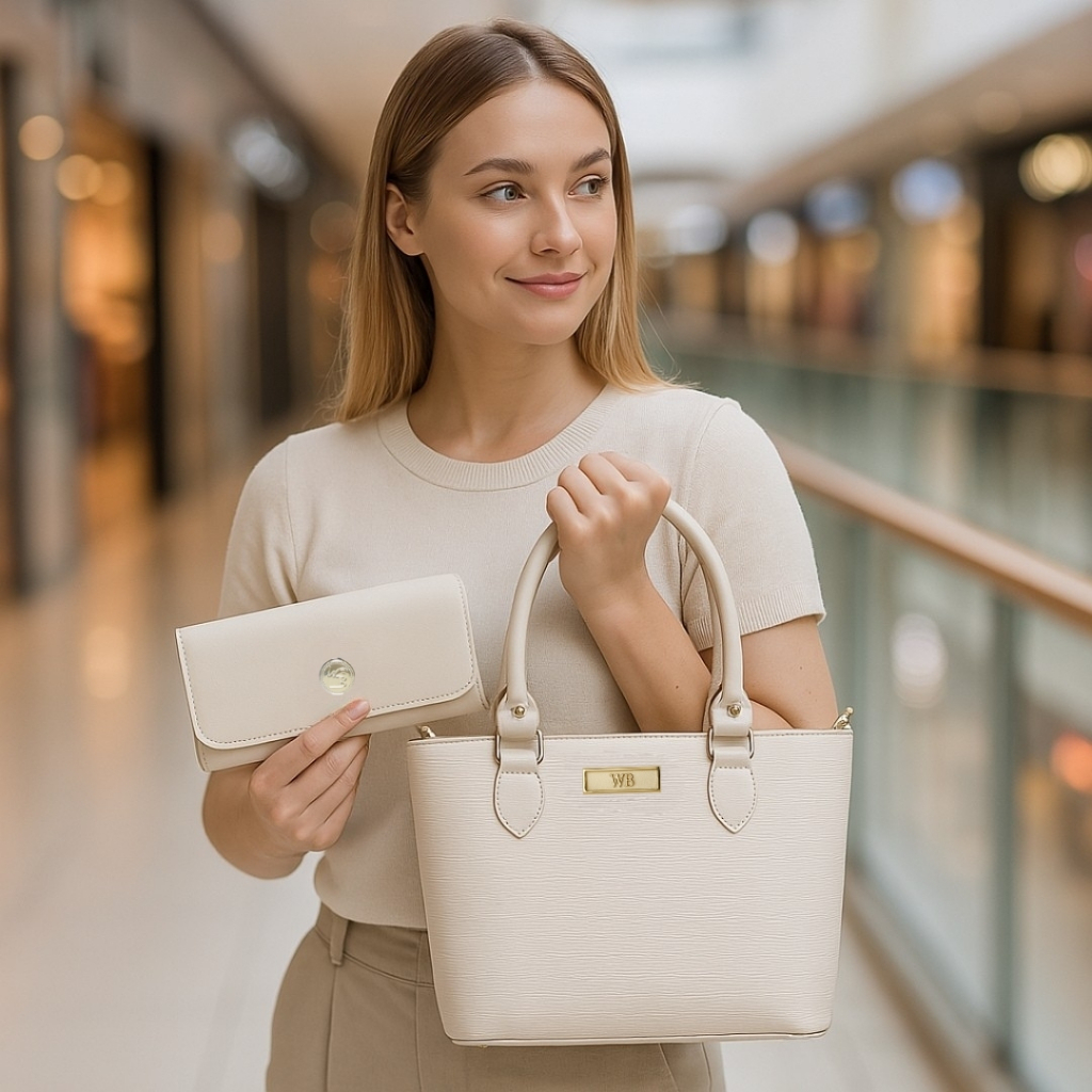 Kit Bolsas de Luxo Tote média com alça removível + Carteira