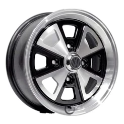 Kit 4 Rodas Aro 15 Fusca Vw Porsche 4x130 Grafite Preto Prata Diamantado Parafusos e Bicos de Brinde