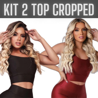 Kit 2 Cropped Fitness Feminino Top Com Bojo Removível Academia em Oferta na Shopee