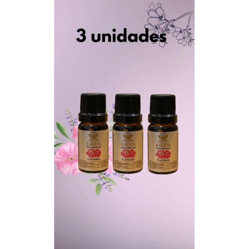 Óleo essencial Geranio Egito 10ml fina life 3 unidades MANCHAS - CELULITE- ESTRIAS