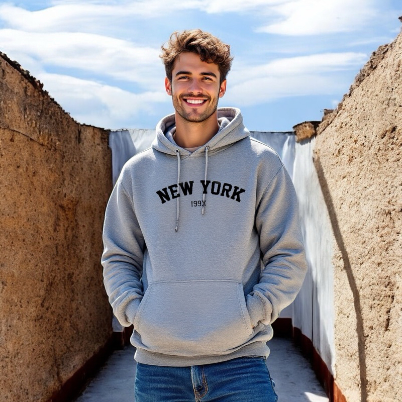 Moletom Canguru Unissex Blusa De Frio Com bolso e capuz Casaco Feminino Masculino Flanelado Algodão New York 199X