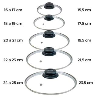 TAMPA DE VIDRO TEMPERADO   Nª 10 12 14 16 18 20 22 24 26 28 30 32 34 36 CM-PARA JOGO DE PANELA E FRIGIDEIRA- POMEL PRETO em Oferta na Shopee