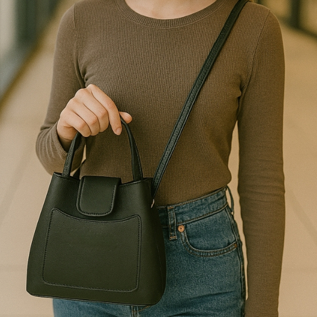 Bolsa Saquinho Feminina De Mão e Transversal Com Divisórias Internas e Bolso Externo Willi...