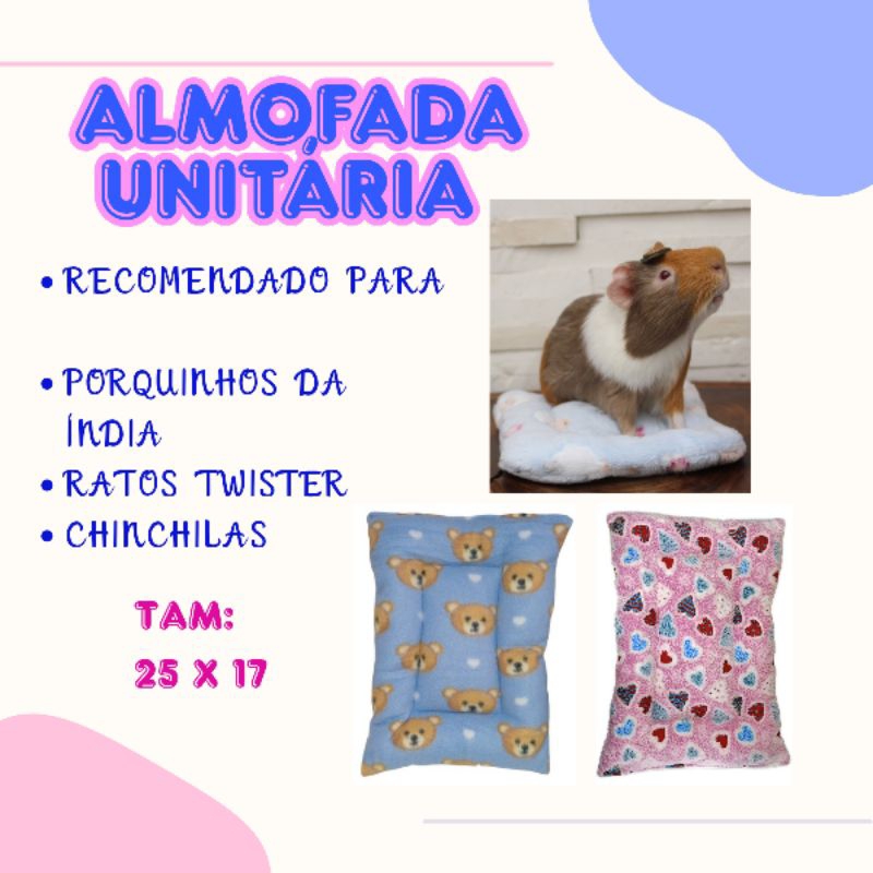 ALMOFADA, CAMINHA ROEDORES , PORQUINHO DA ÍNDIA,RATO TWISTER ,CHINCHILA em Oferta na Shopee