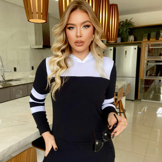 Conjunto Feminino Com Capuz Look Para o Frio Agasalho Inverno
