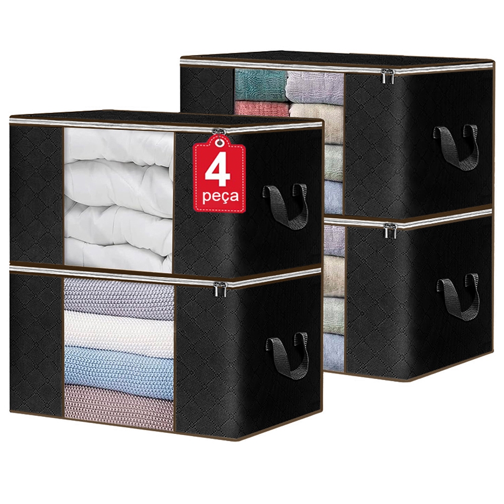 4pcs Saco Organizador Edredom Cobertor Guarda Roupa Armário Anti-Poeira Umidade Insetos Mu...