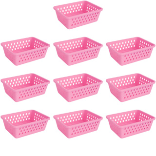 Cesto Organizador Kit 10 Cestinhas 16x12x6cm Rosa Pequeno Multiuso em Oferta na Shopee
