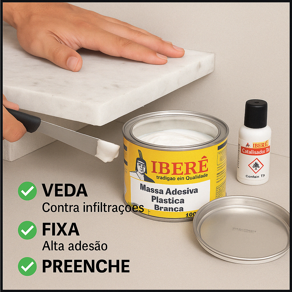 Massa IBERE BRANCA Adesivo De Colar Fixar Banca Bancada Cuba Pias Marmore Granito Cozinha e Banheiro