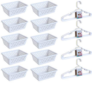 Cesto Organizador e Cabide infantil Kit 10 Cestinhas e 20 Cabides Bebe Branco em Oferta na Shopee