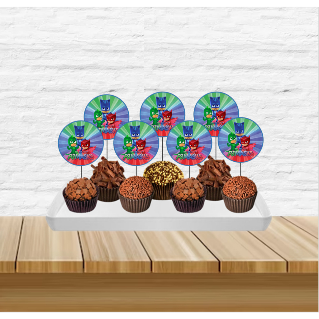 30 TAGS PARA DOCINHOS 4X4 PJ MASKS - DECORAÇÃO, ENFEITES DE MESA, TOPPER PARA DOCINHOS, FESTA, ANIVERSÁRIO, ENFEITES