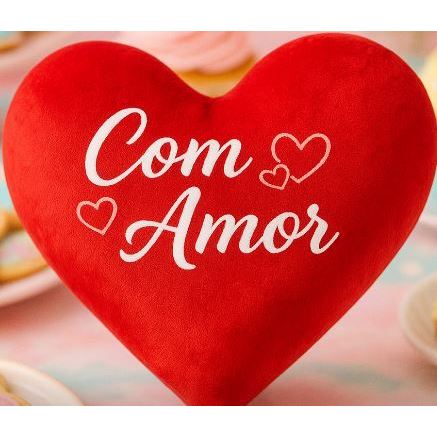 Almofada Coração Vermelho "Com Amor" – Presente Especial 23x21