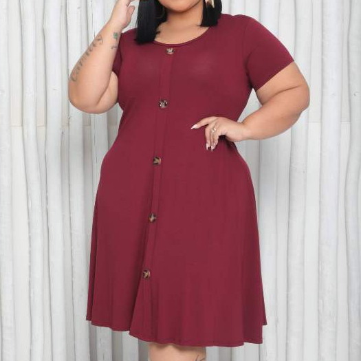 vestido plus size feminino soltinho gg g1 g2 g3 vestido com botões moda evangélica 2026 em Oferta na Shopee