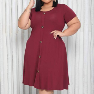 vestido plus size feminino soltinho gg g1 g2 g3 vestido com botões moda evangélica 2026 em Oferta na Shopee