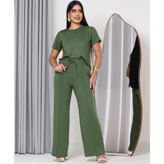 Conjunto moletinho feminino inverno outono moda manga curta em Oferta na Shopee