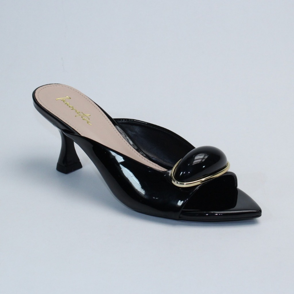 Tamanco Feminino Mule Bico Fino Folha Sandália Salto medio Taça Animal Print e Off White Vz Com Pedra Porcelana em Oferta na Shopee