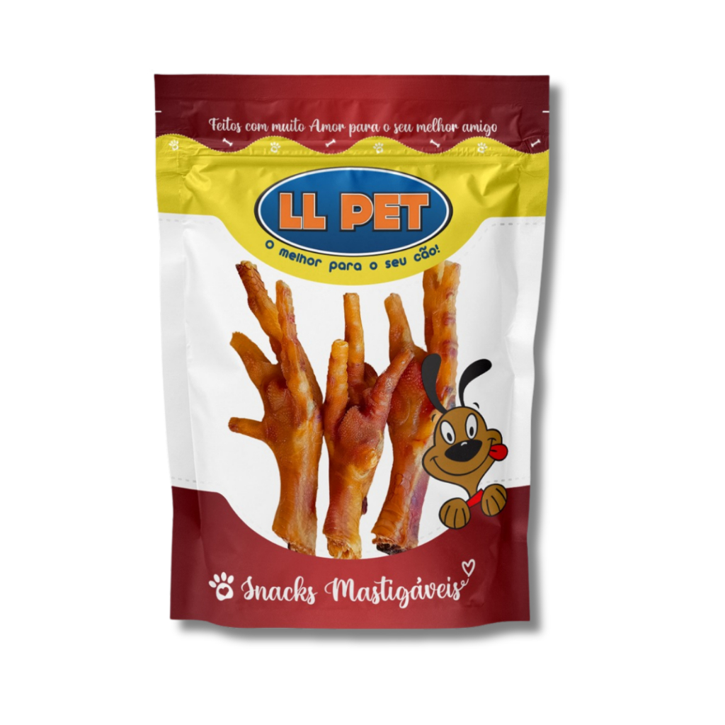 Mordedor Petisco Pe de Galinha Desidratado Mastigavel LL Pet para Cães
