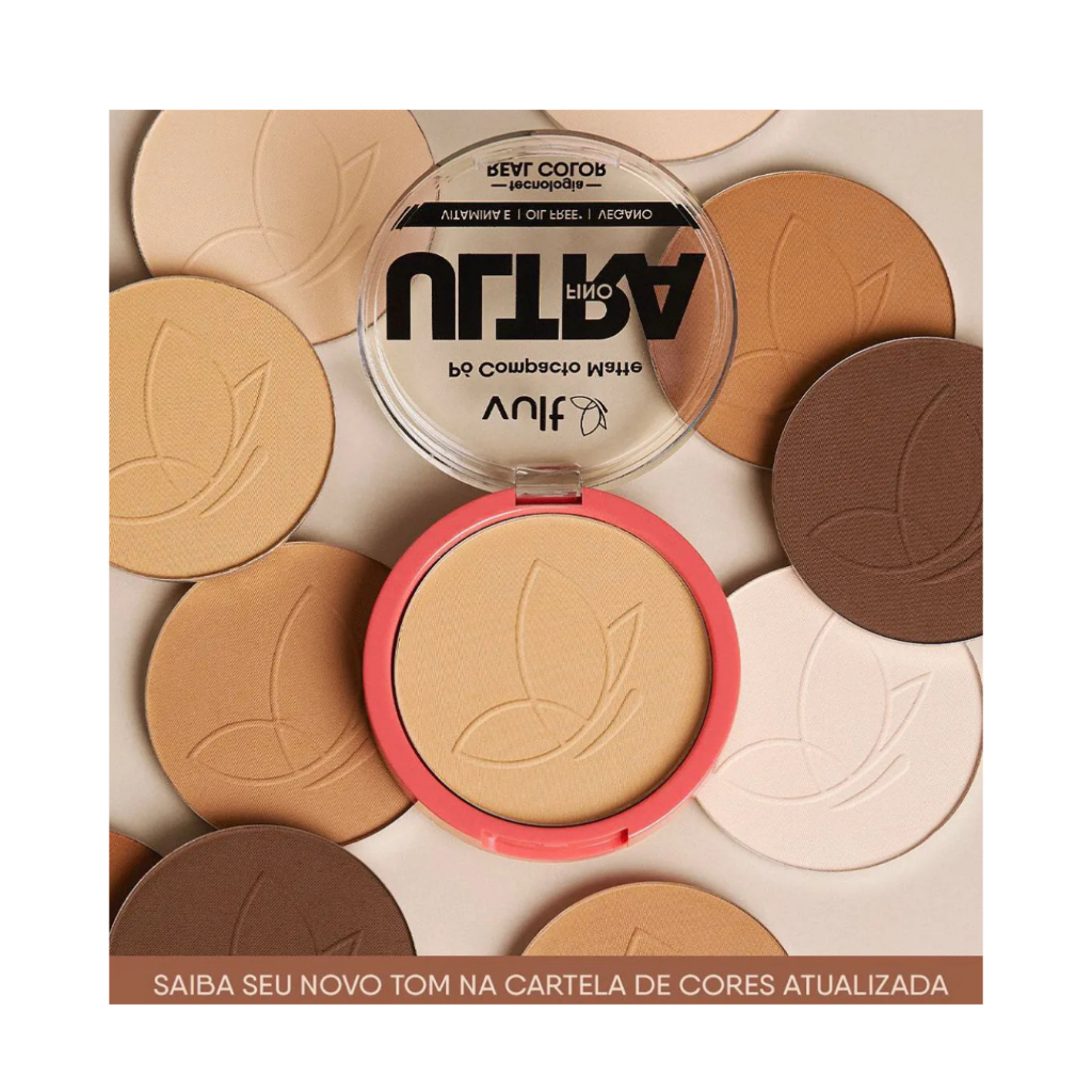 Pó Compacto Matte Ultrafino Vult, proporciona cobertura uniforme e toque seco em Oferta na Shopee