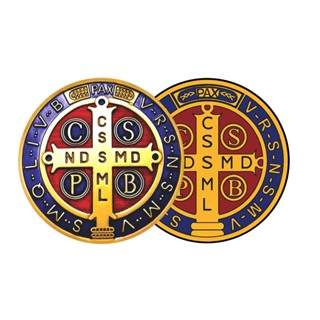 kit 2 Adesivos Medalha de São Bento Colorido e Tradicional em Oferta na Shopee