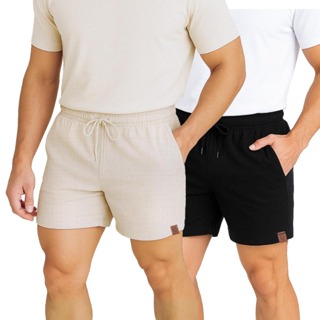 Kit 2 Short De Linho Masculino Básico Mauricinho Premium Lavado De Alta Qualidade Short Linho Praia em Oferta na Shopee