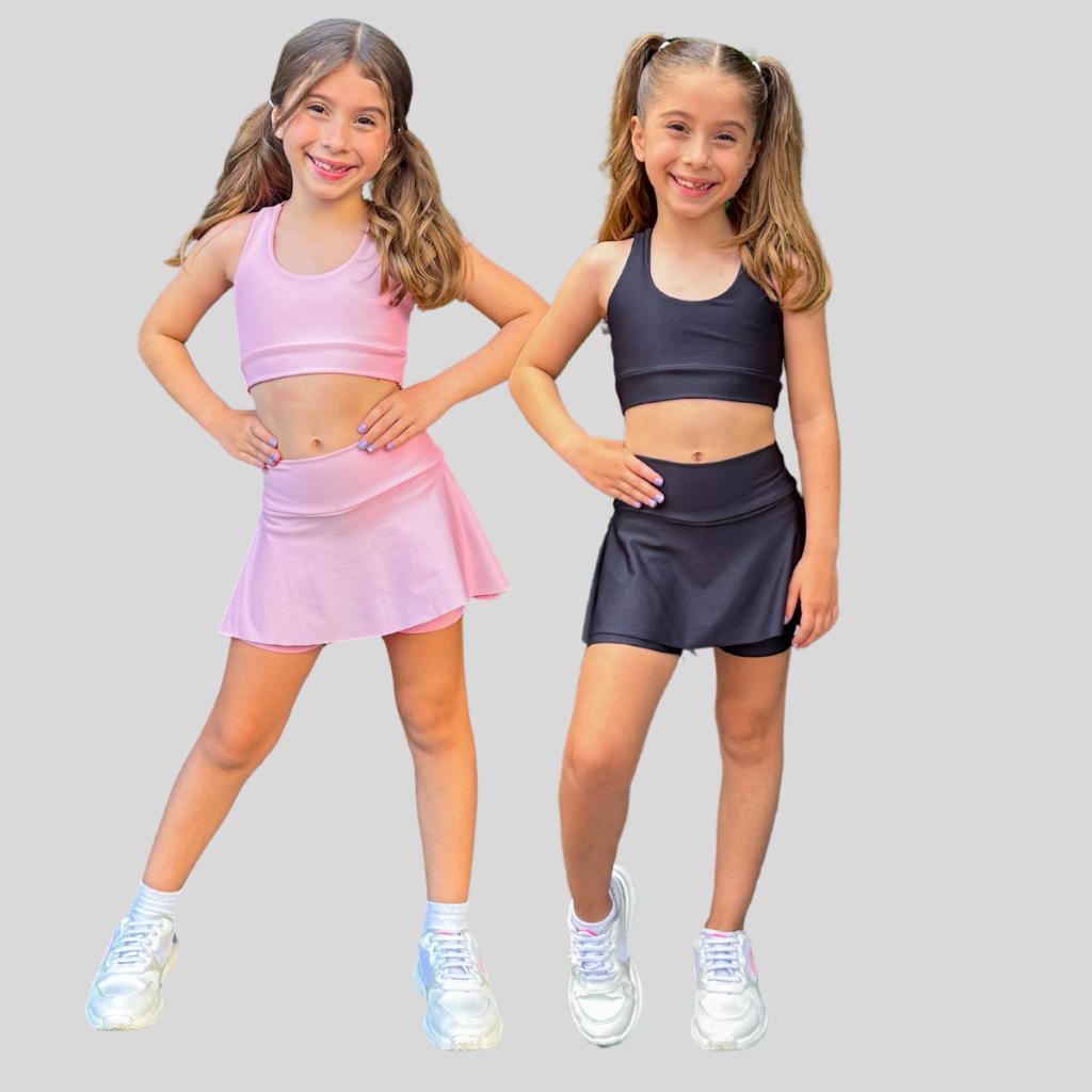Kit  2 Conjuntos Roupa de Treino Infantil Menina Feminina Kids Ginastica Cintura Alta em Oferta na Shopee