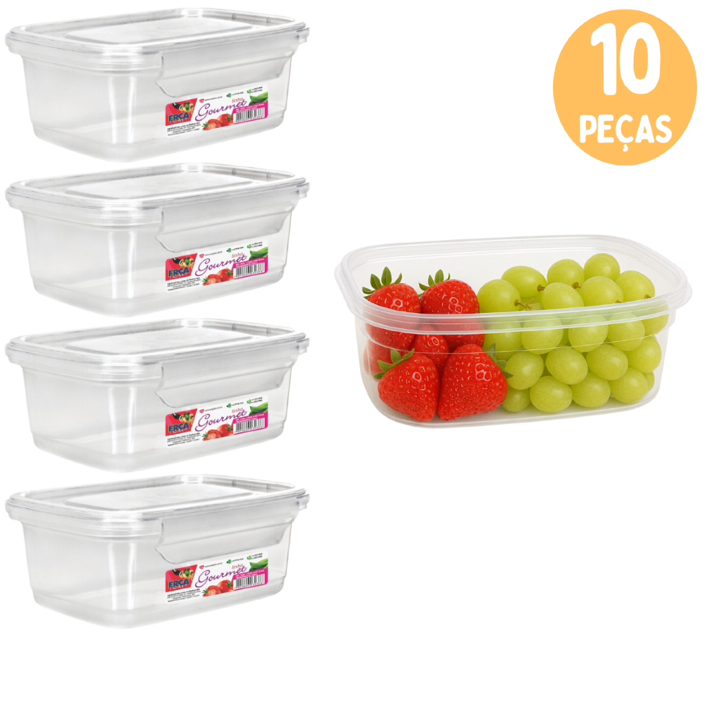 Potes Marmita 400ml Hermetico de Plastico Com Trava Microondas e Freezer Fitness Kit 6 ou 10 Peças em Oferta na Shopee