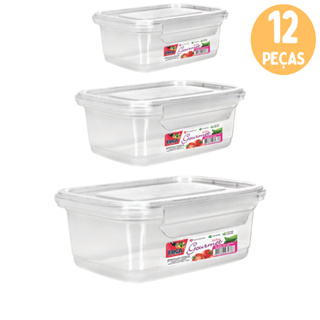 Kit 12 Potes Marmita Hermetico de Plastico Com Trava Freezer e Microondas em Oferta na Shopee