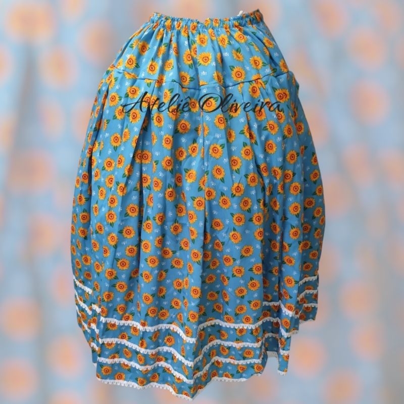 Saia Girassol com azul