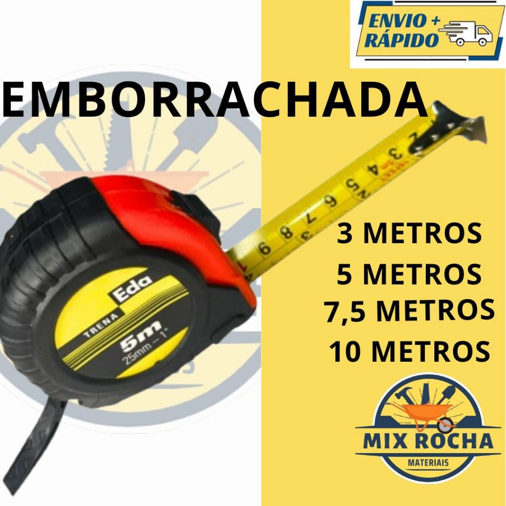 TRENA EMBORRACHADA MANUAL COM TRAVA PROFISSIONAL EDA 3, 5, 7,5 OU 10 METROS