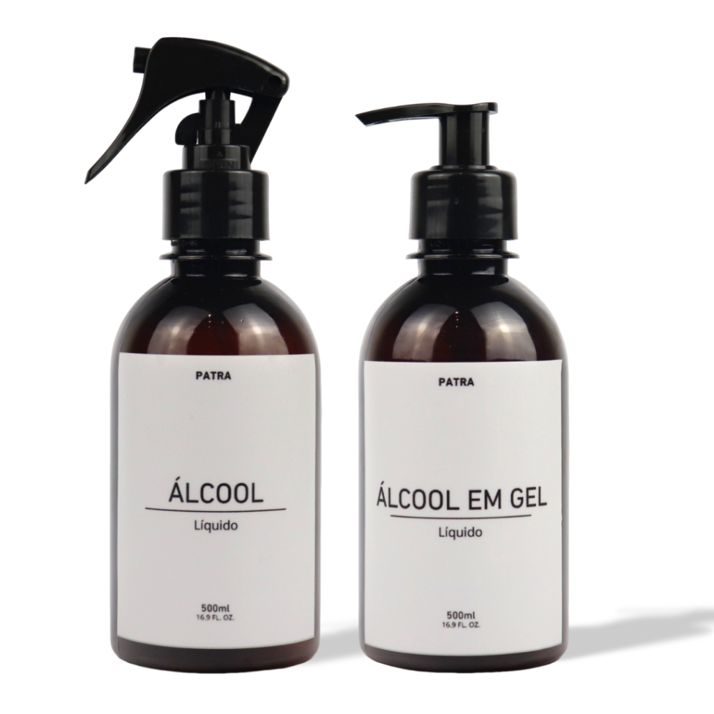 Kit álcool & álcool em gel frasco âmbar 250 ml 2 pçs PATRA em Oferta na Shopee
