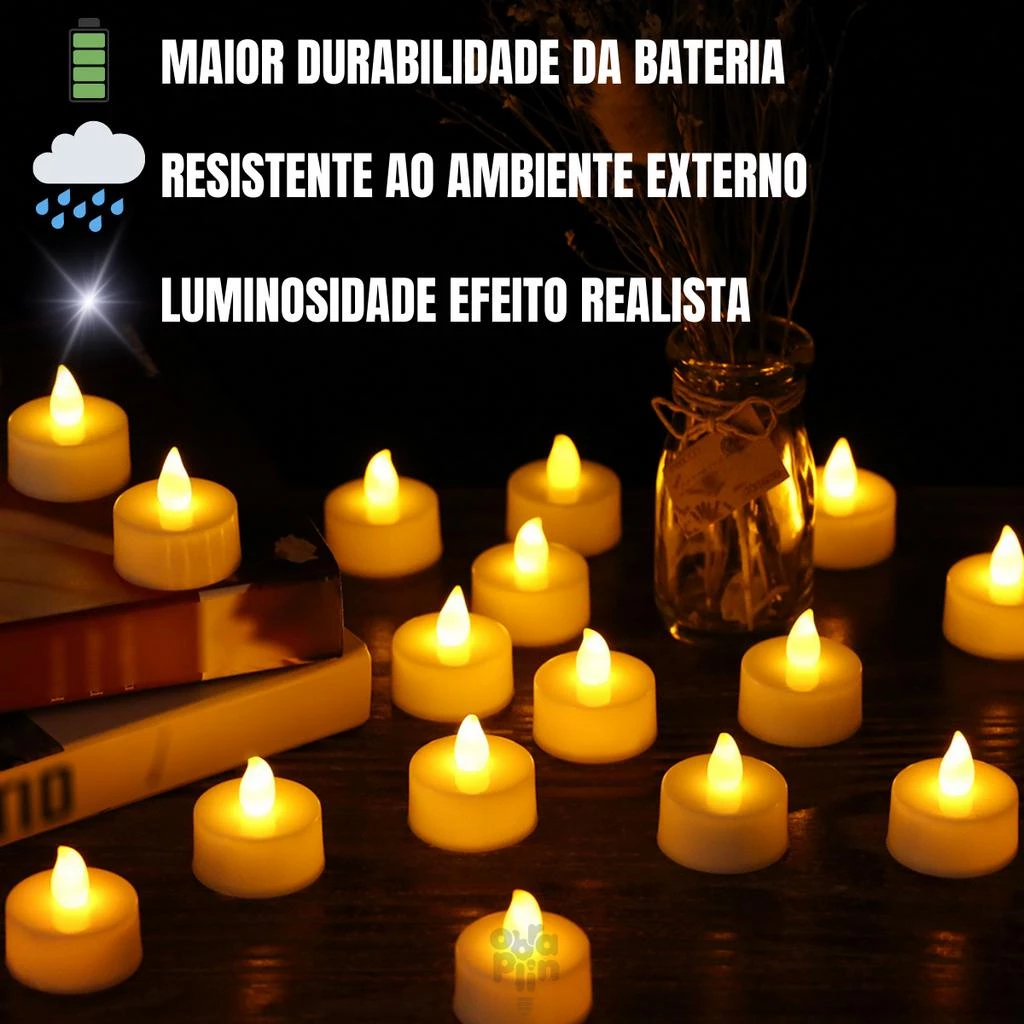 Kit 24 Velas Eletrônica Led Amarelas Lindas Decorativas Festa Casamento Decoração Eventos Namorados em Oferta na Shopee