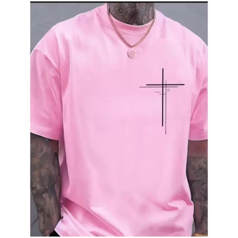 Camiseta Cruz Dupla Religião Cristã Masculina Camisa 100% Algodão Premium