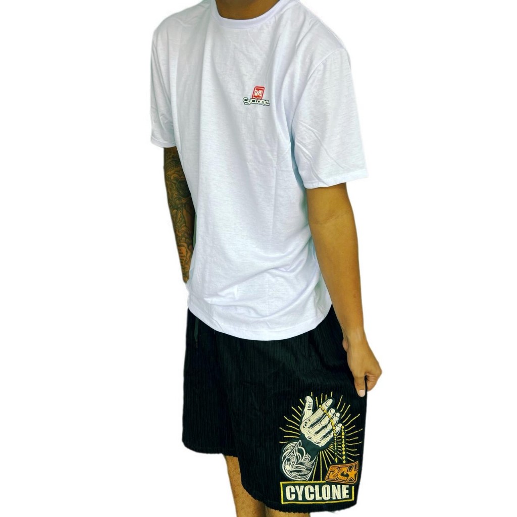 Kit Bermuda Cyclone Show + Camiseta Cyclone Branca