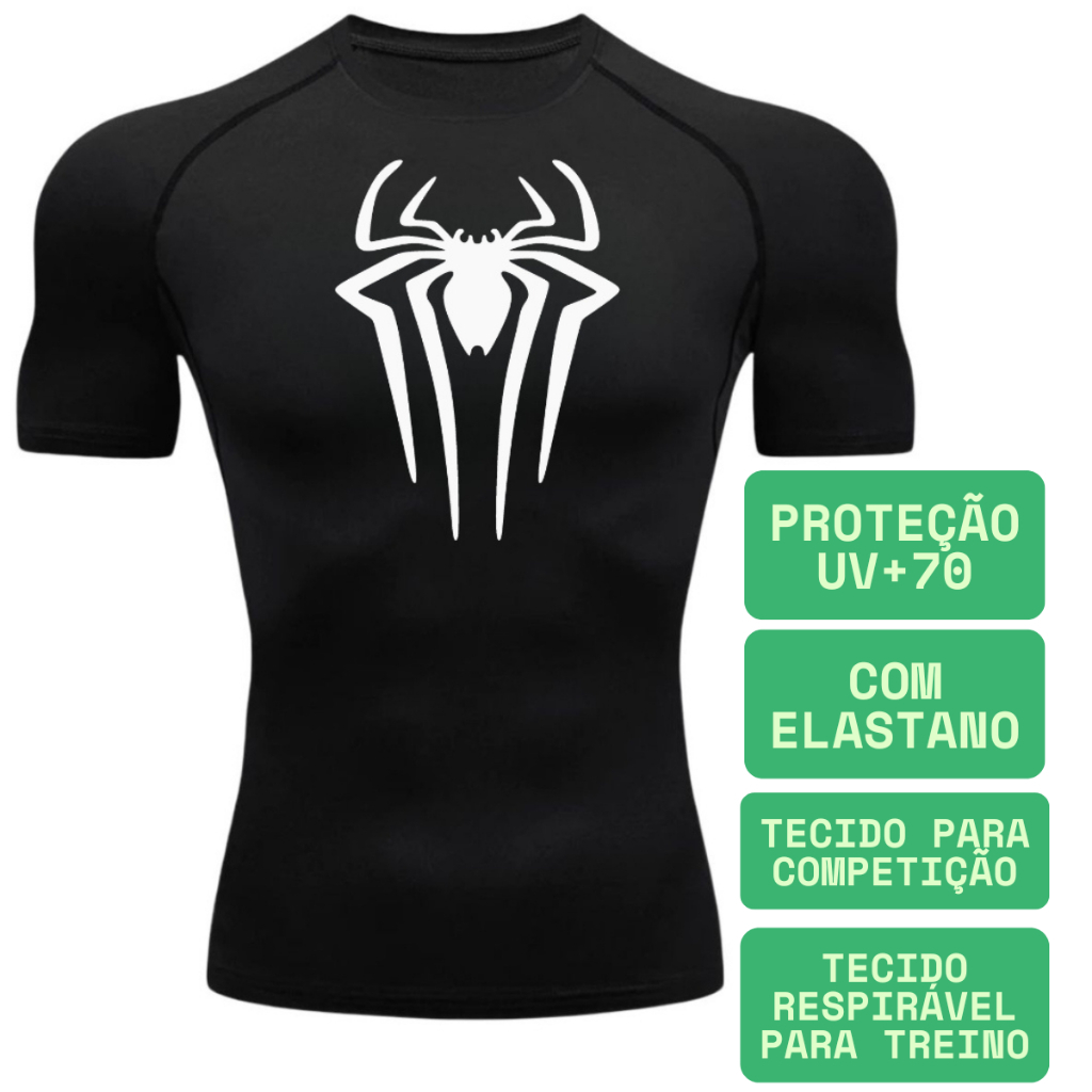 Camisa De Compressão Homem-Aranha Manga Curta Treino Ginástica Camiseta Esportiva em Oferta na Shopee