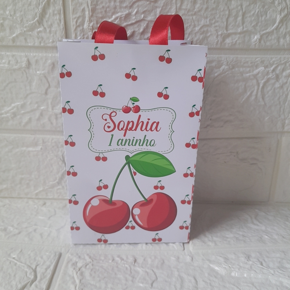 Sacolinha urpresa Personalizada Cerejinha Festa Infantil Lembrancinha Pegue e Monte