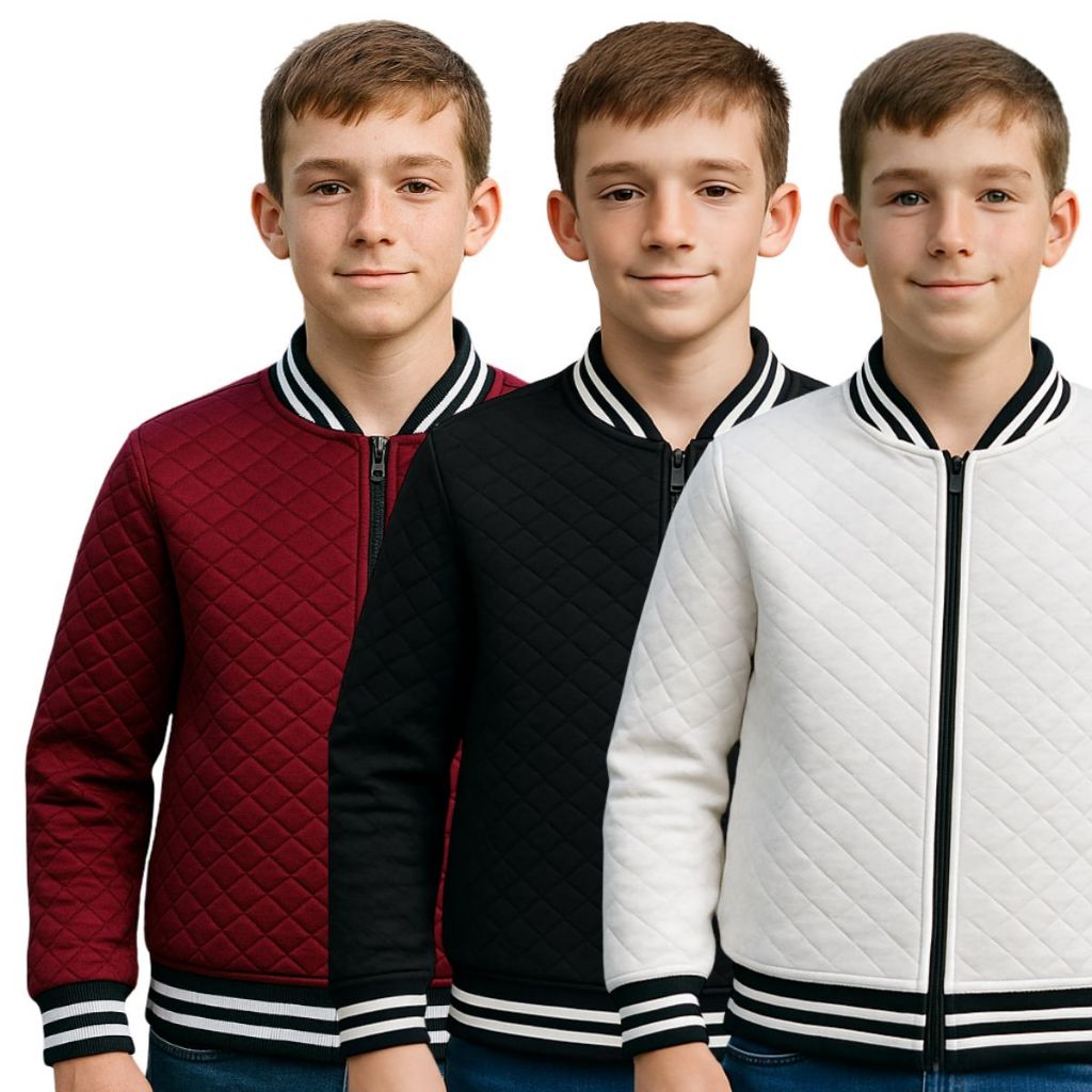 Jaqueta Masculina Bomber Inverno Leve Matelassê Casual Frio Com Zíper Infantil Juvenil Tamanhos 02 ao 16