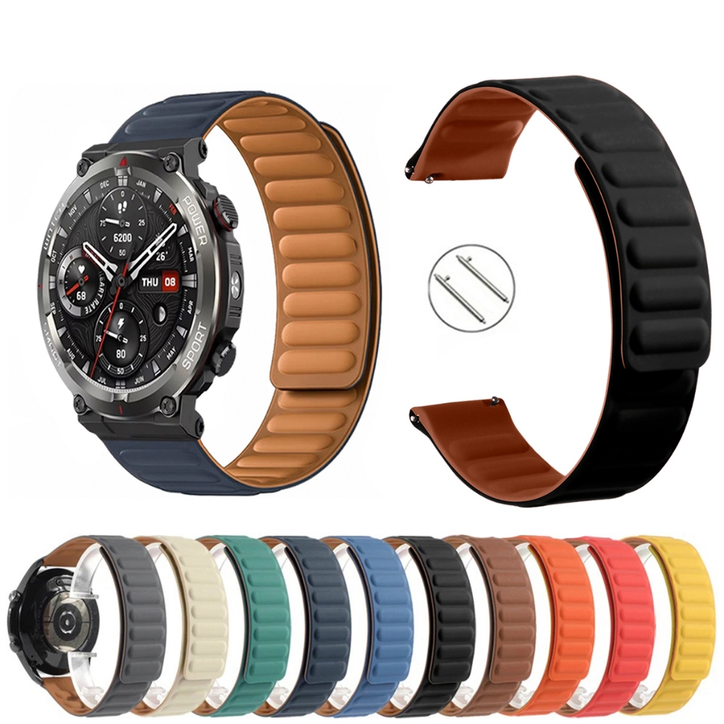 Pulseira 22mm Silicone Elos Imã Magnética para Smartwatch Blackview W50 PRO de Engate Rapido