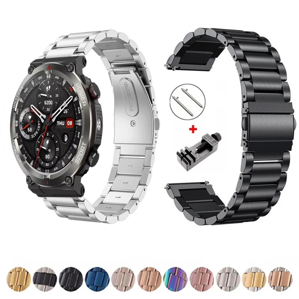 Pulseira de 22mm Metal Elos de aço inox para Smartwatch Blackview W50 PRO de Engate Rapido