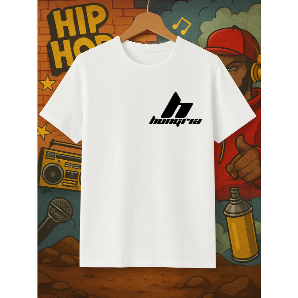 Camiseta Hungria Camisa Musica Hip-Hop Gola Redonda Unissex Feminino Masculino Algodão