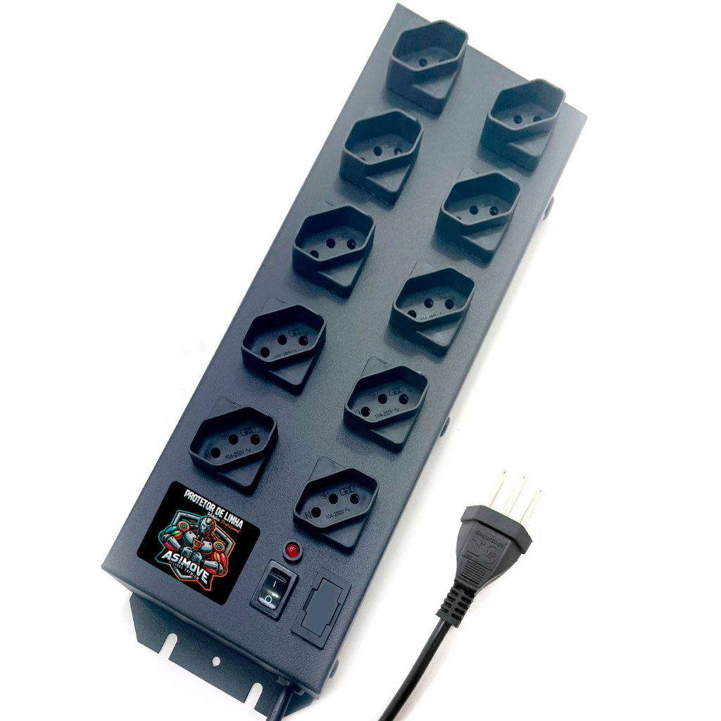 Filtro de Linha 10 Tomadas Espaçadas Régua Elétrica Alta Qualidade (Preta) em Oferta na Shopee