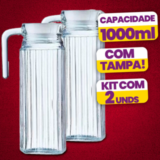Kit 1 ou 2 Jarras De Vidro Suíça 1 Litro Jarra Para Suco Água Vidro Resistente em Oferta na Shopee