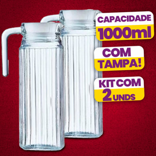 Kit 2 Jarras De Vidro Suíça 1 Litro Jarra Para Suco Água Vidro Resistente