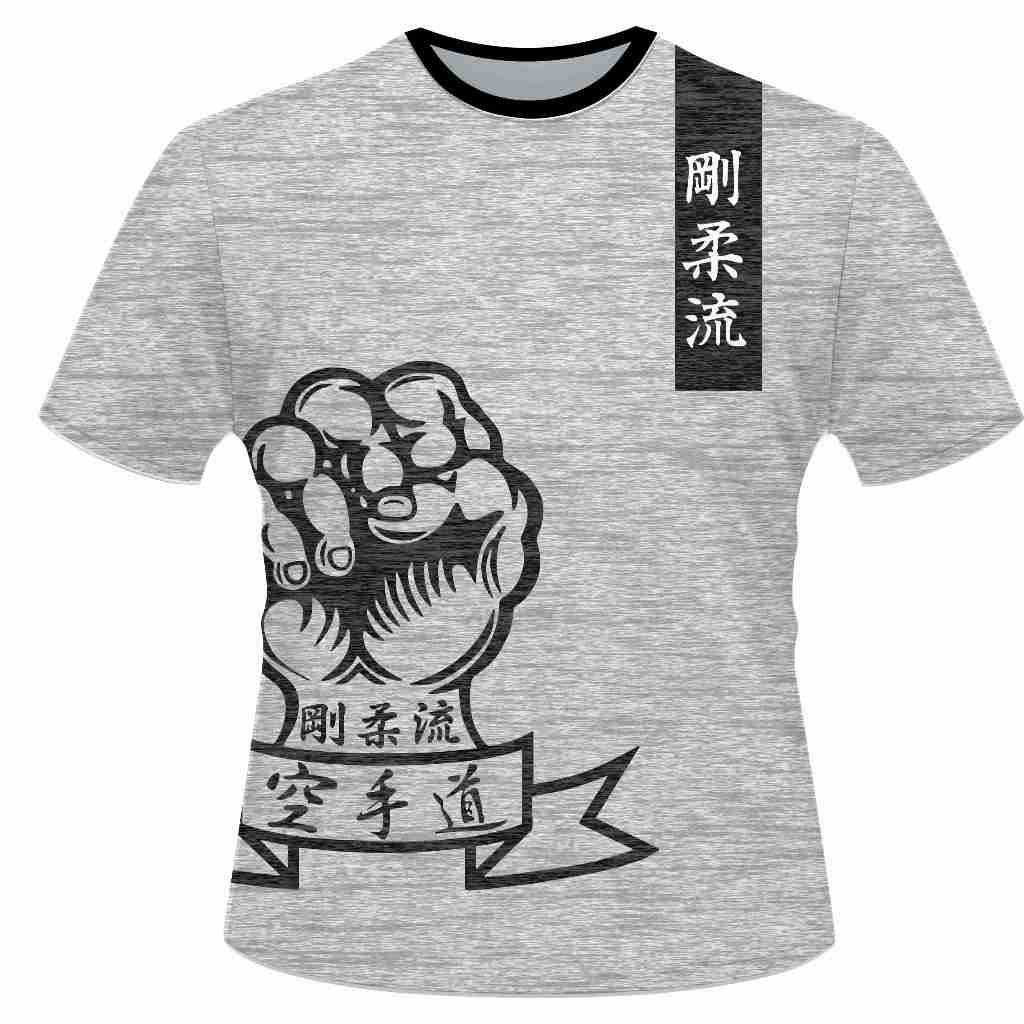 Camisa Camiseta Karate Kyokushin Cinza Mesclada 251-4